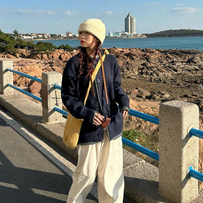 カジュアル厚手ニットカーディガン N284