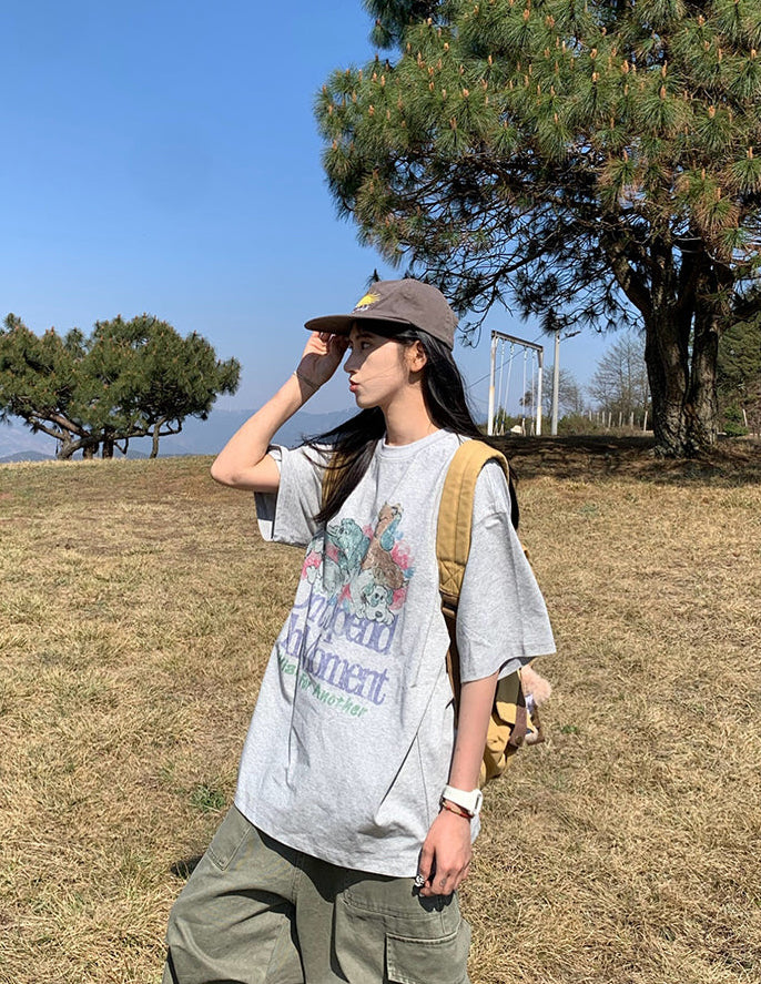 オーバーサイズプリントTシャツ N418