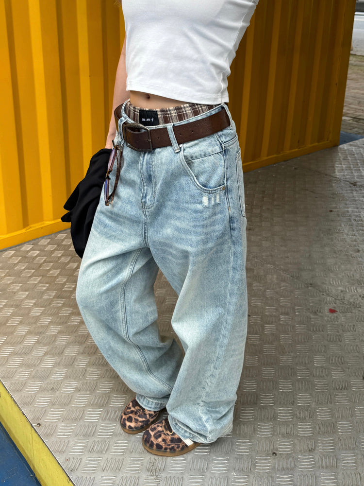 ウォッシュドルーズデニムパンツ N473