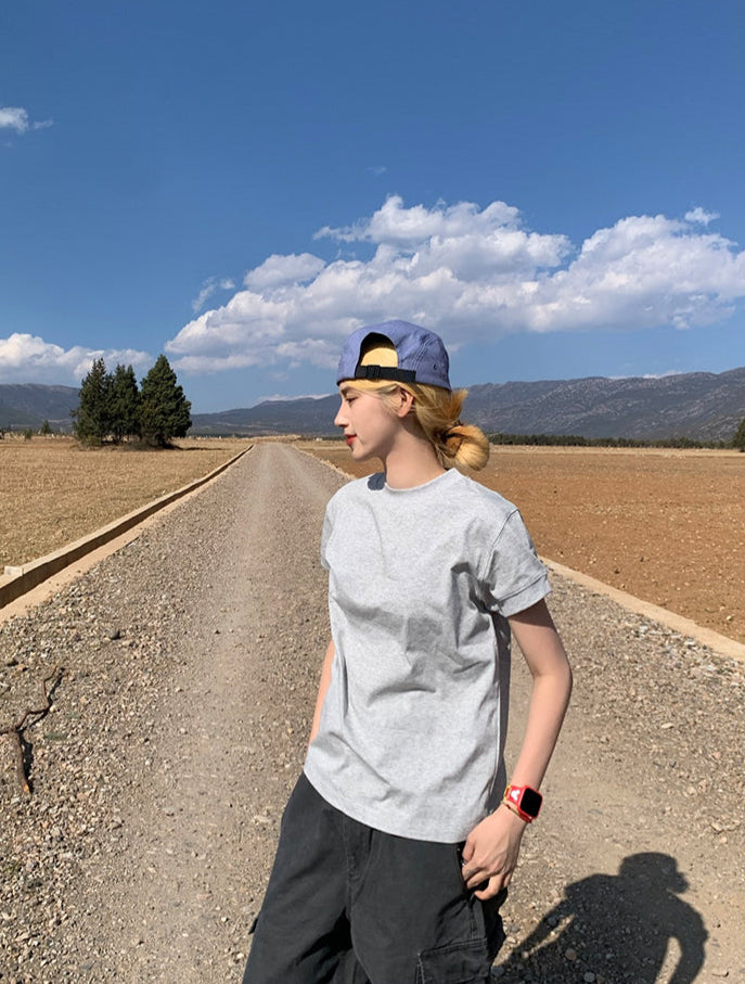 シンプル無地クルーネックTシャツ N459