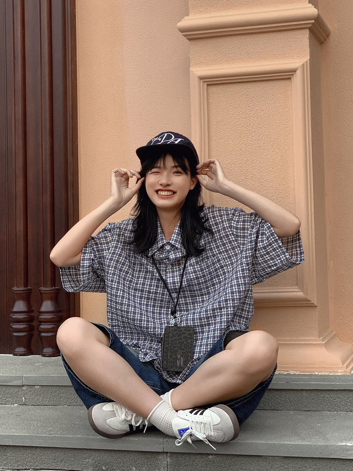 チェック柄長袖シャツ N468