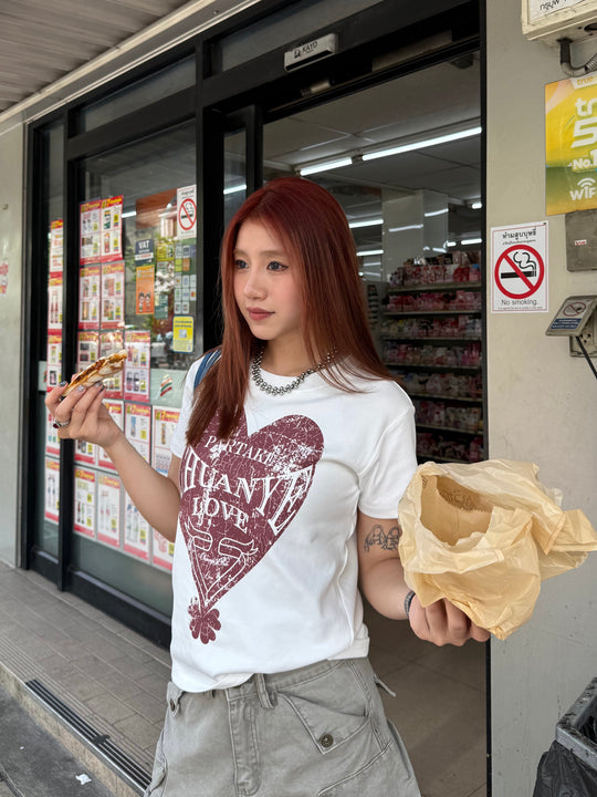 ヴィンテージハート グラフィックTシャツ N516