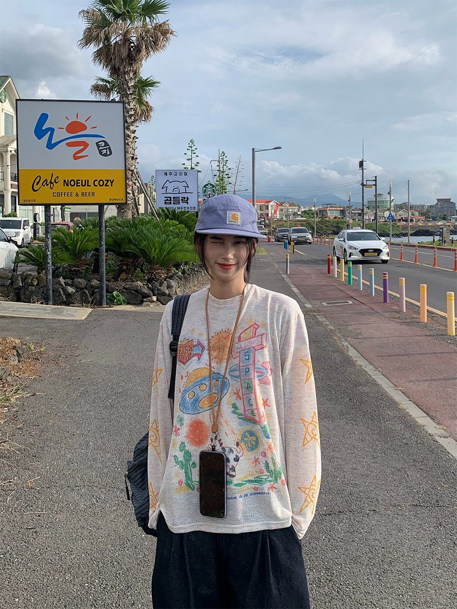 アメリカンレトロ長袖Tシャツ N492