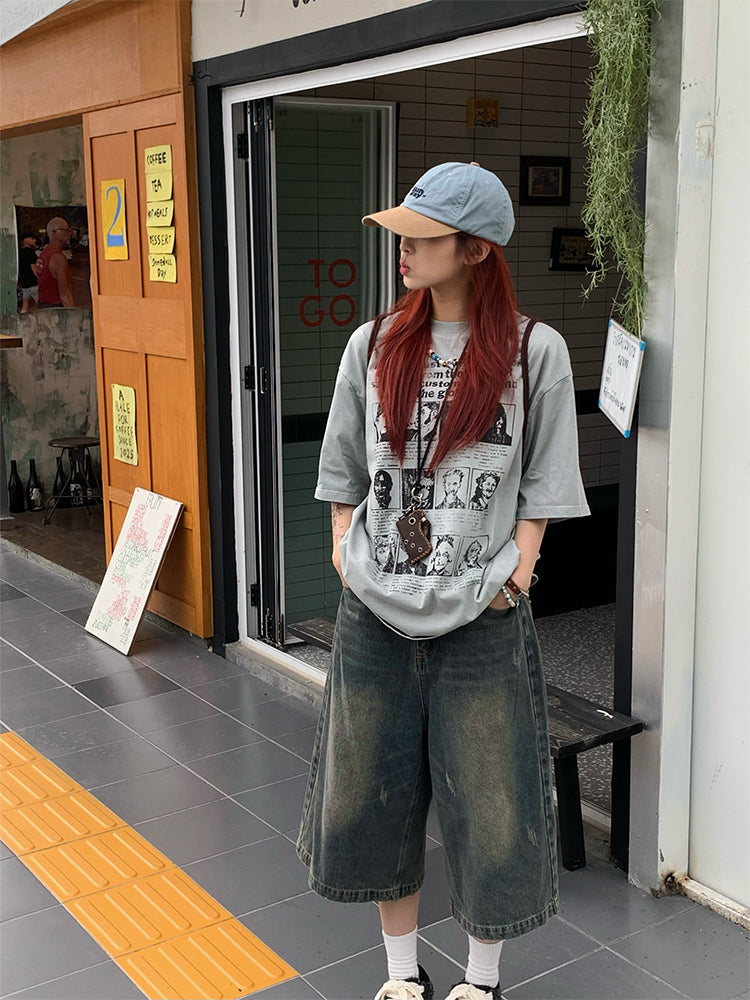 ルーズプリント半袖Tシャツ N465