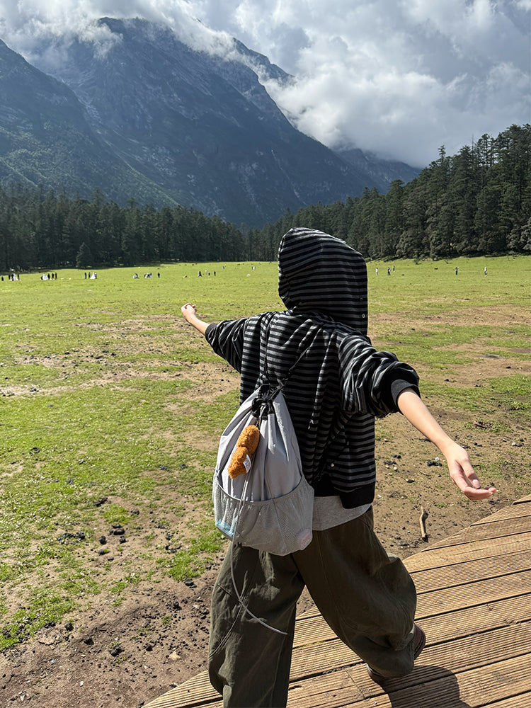 ファー付きボーダーパーカー N547