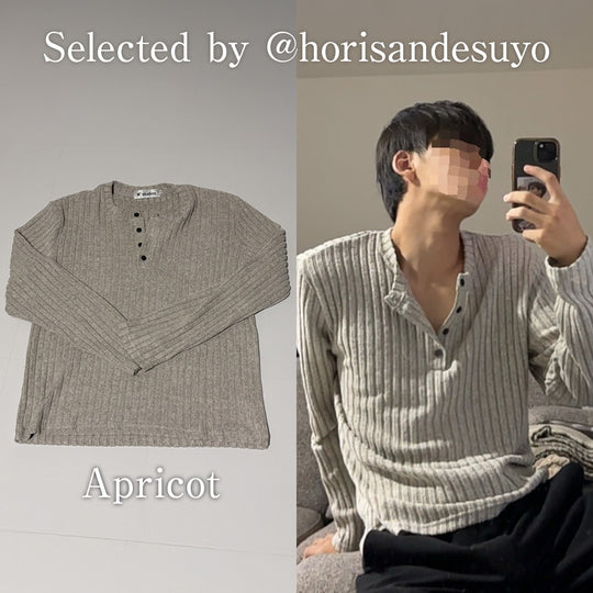 コンパクトリブヘンリーネックニット HOR-002