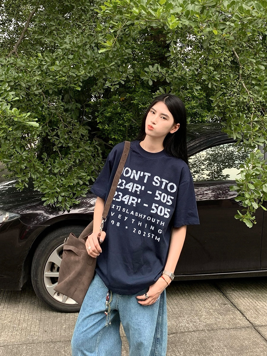 プリント半袖Tシャツ オーバーサイズフィット N463