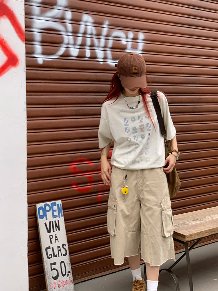 カジュアルプリントTシャツ ユニセックス 半袖 N449