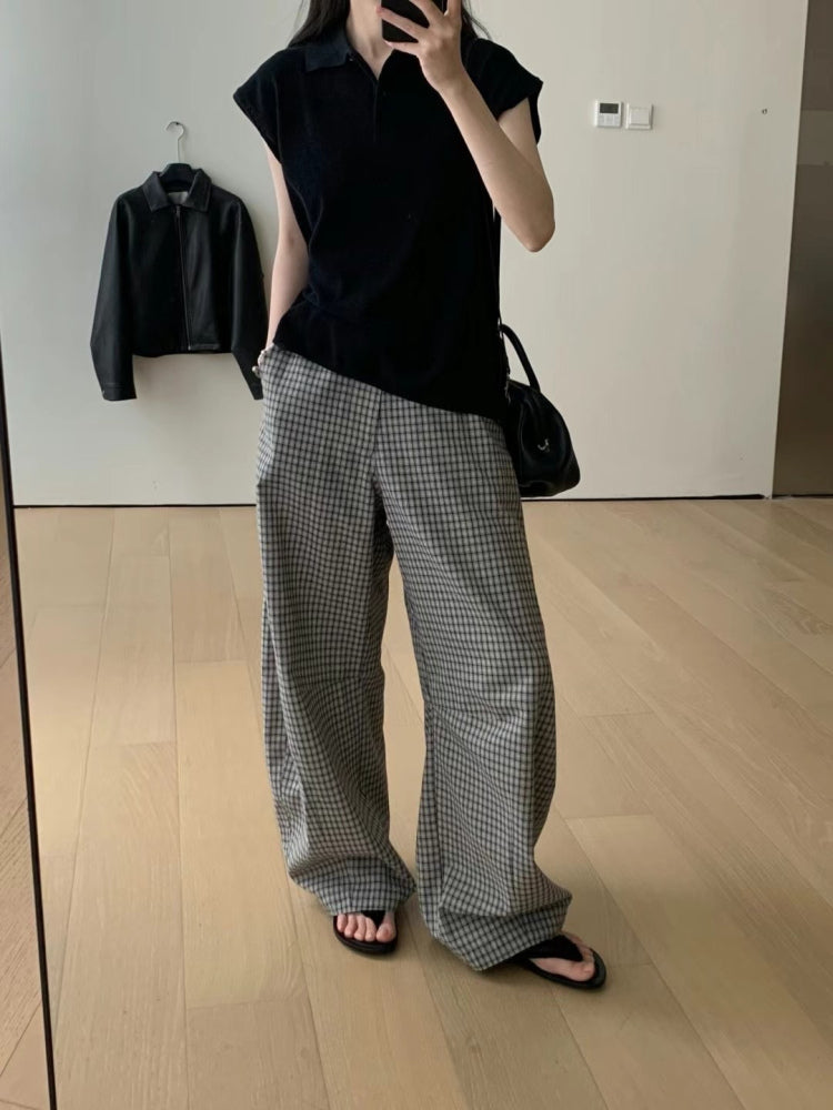 ルーズチェック柄パンツ N467