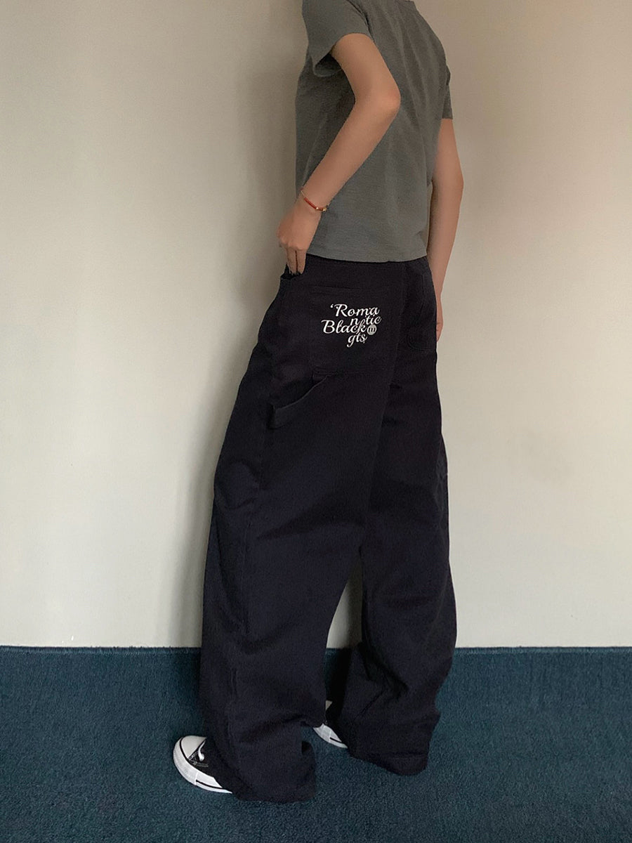 刺繍ワイドレッグパンツ N434