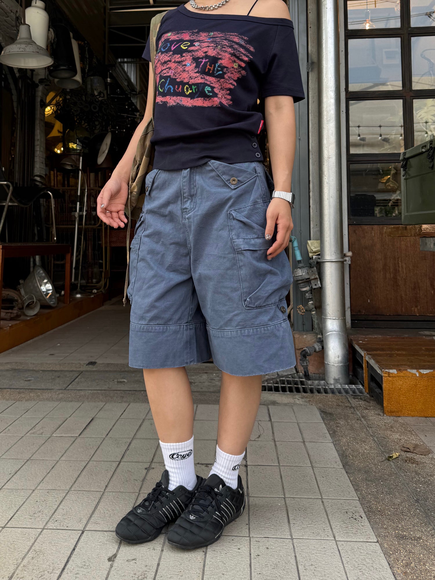 ミリタリー ワイドカーゴハーフパンツ N509