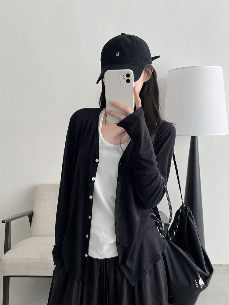 ラウンドネック薄手カーディガン N626