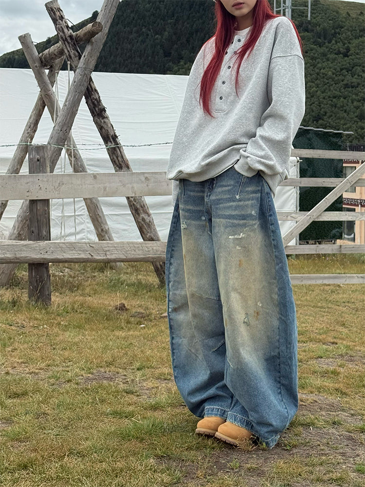 クラッシュ&リペア・スーパーワイドバギーデニム N685