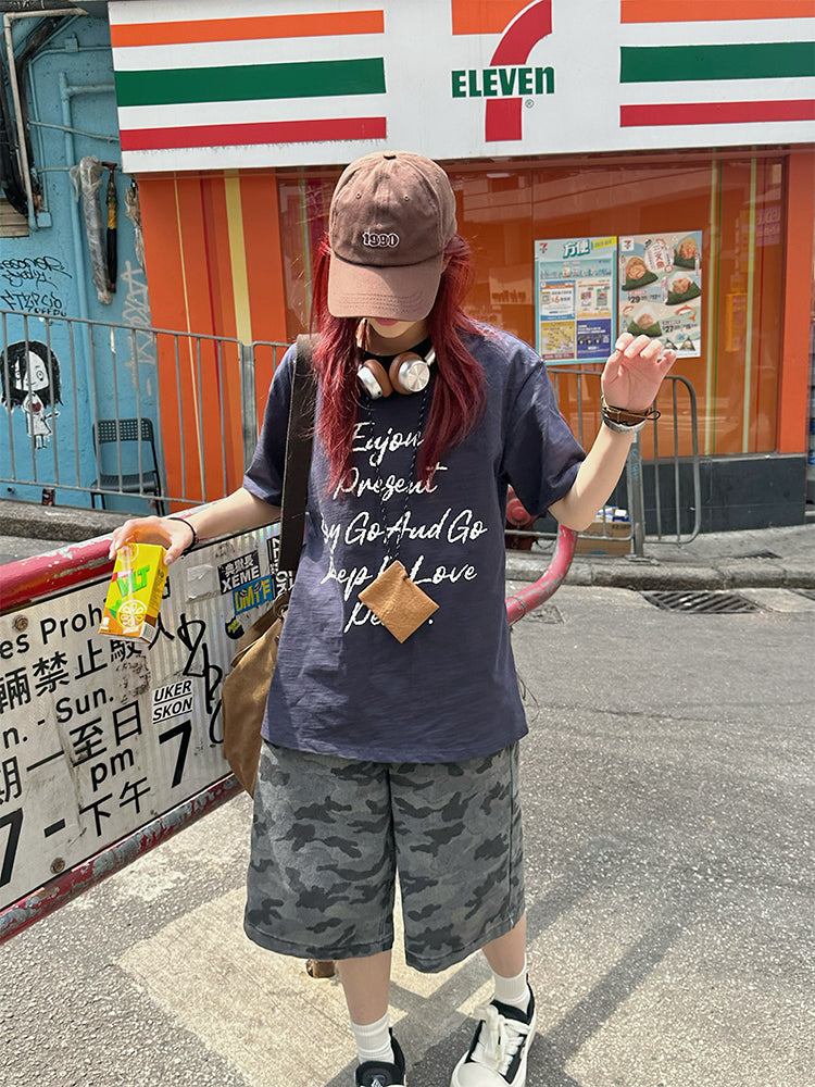 レタープリントルーズ半袖Tシャツ N427