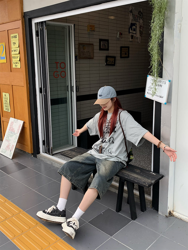 ルーズプリント半袖Tシャツ N465