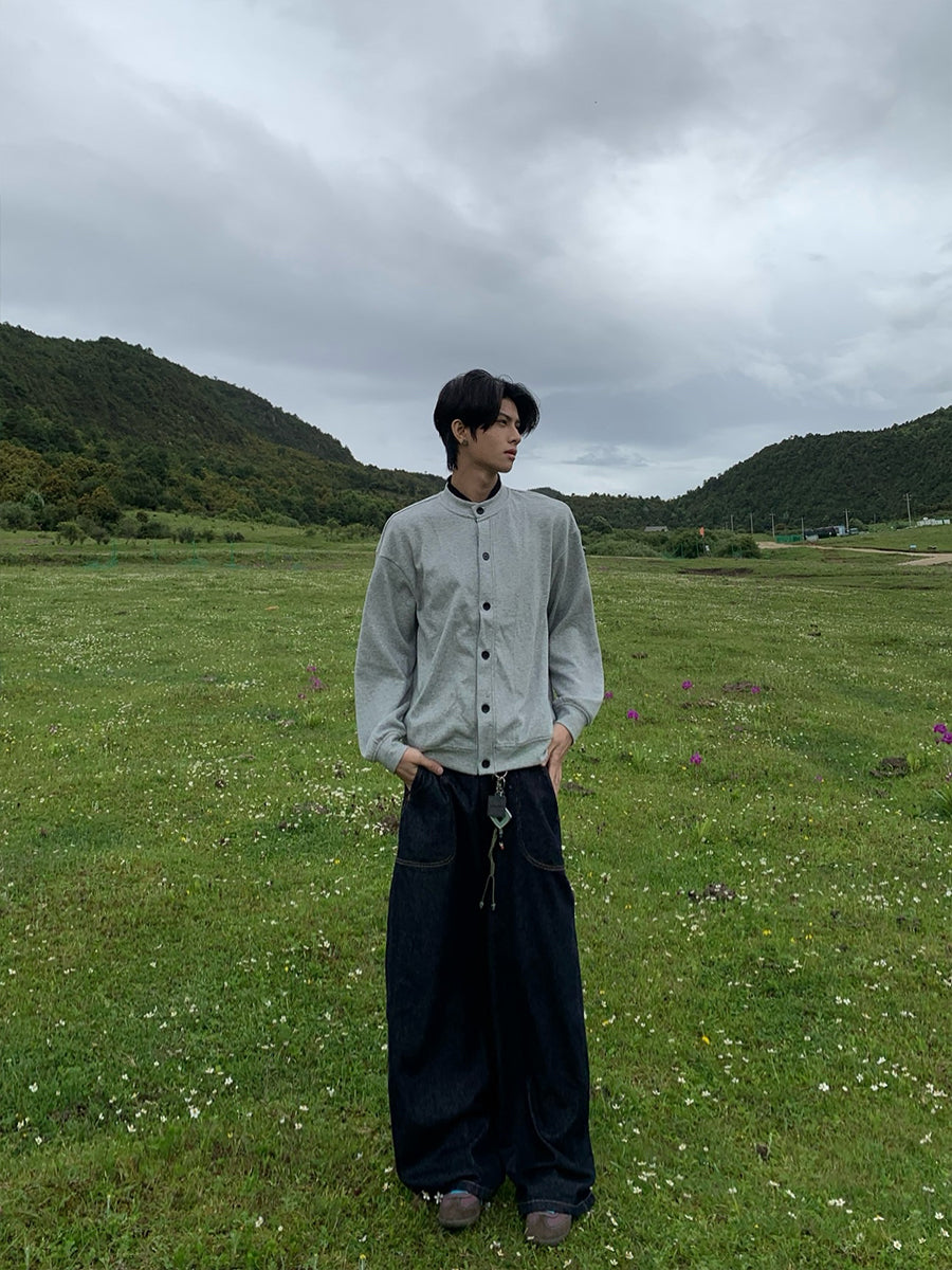 ラウンドネックスウェットカーディガン N559