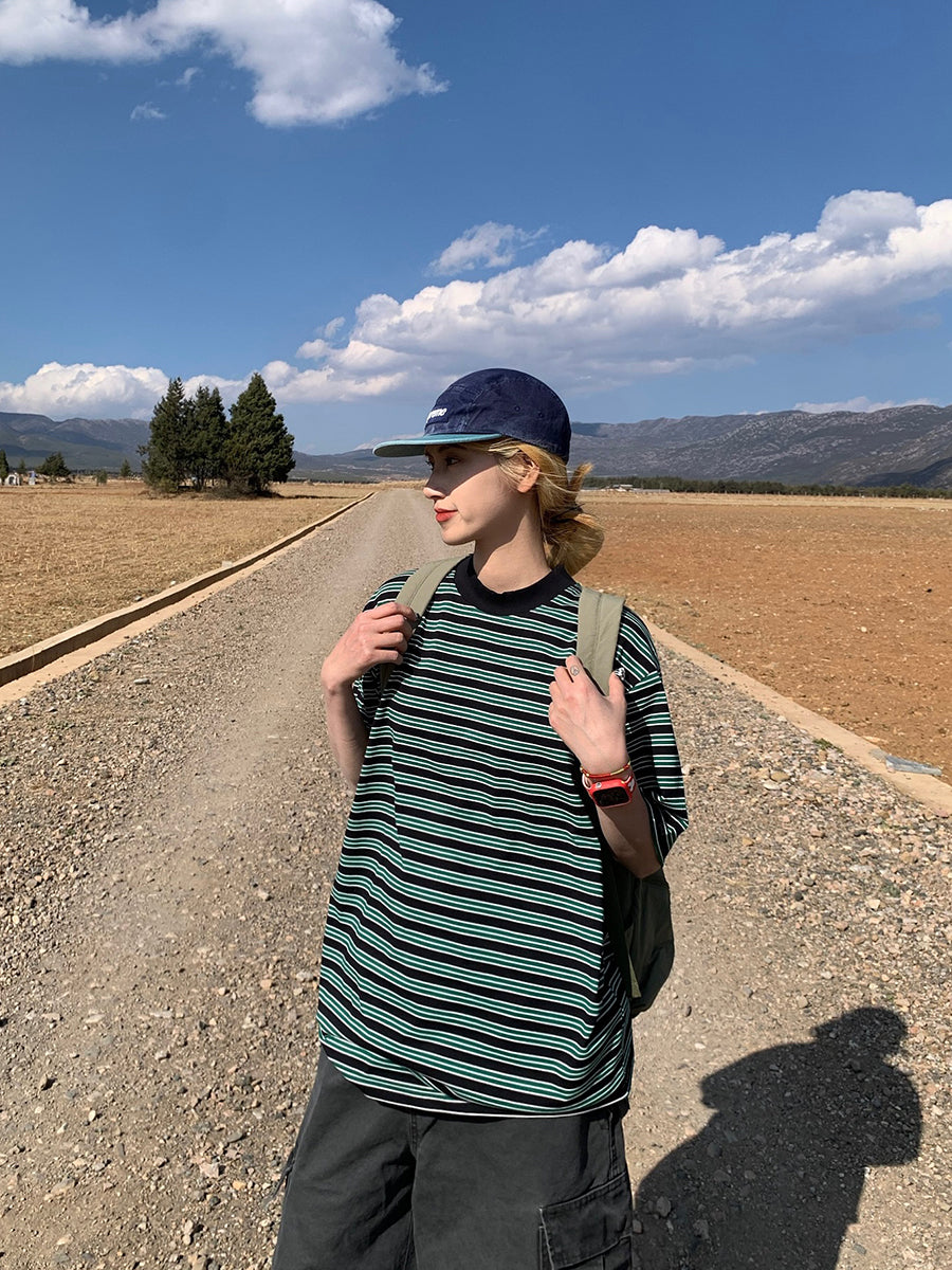 ボーダー柄半袖Tシャツ N438