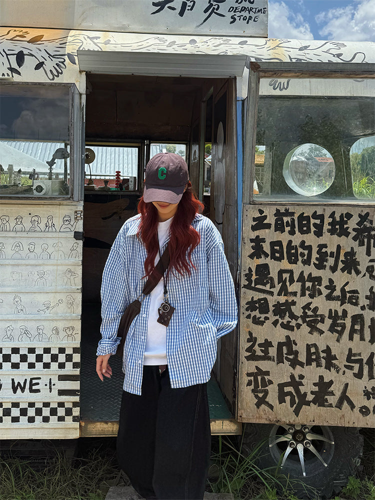 チェック柄長袖シャツ N546