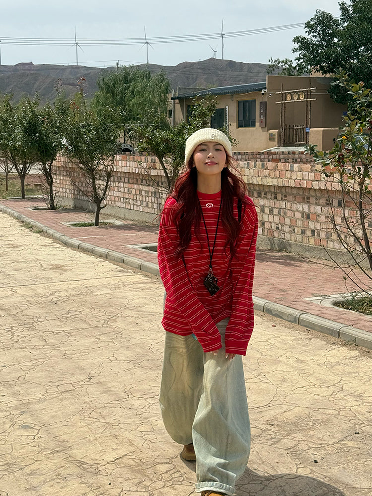 マイクロボーダー・オーバーサイズロングスリーブTシャツ N683