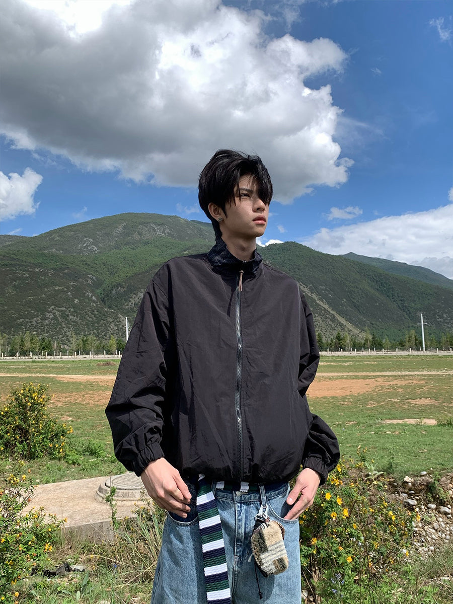 スタンドカラーチェック柄ジャケット N553