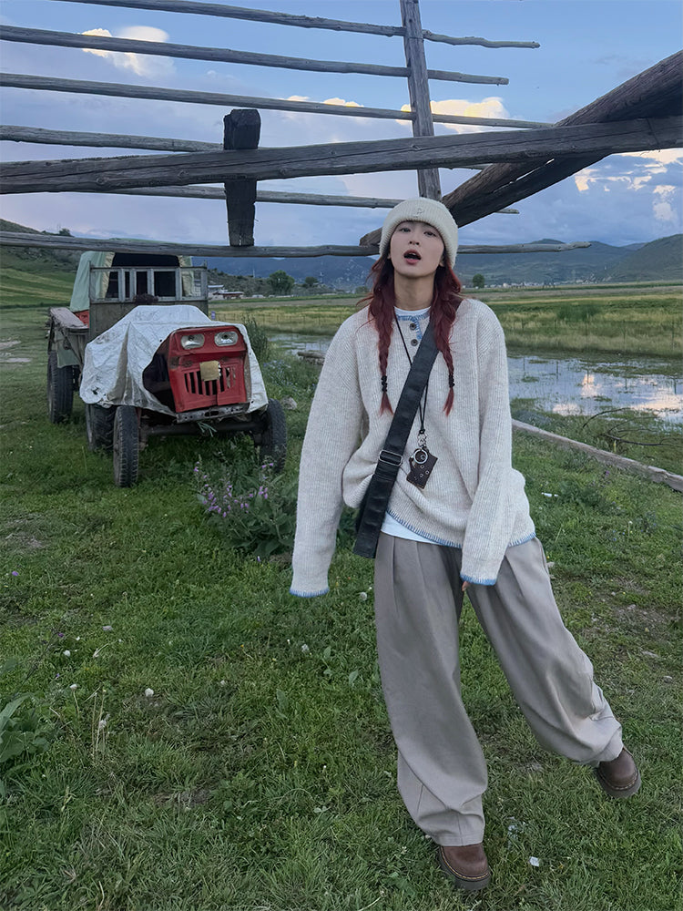 ヘンリーカラーニットセーター N594