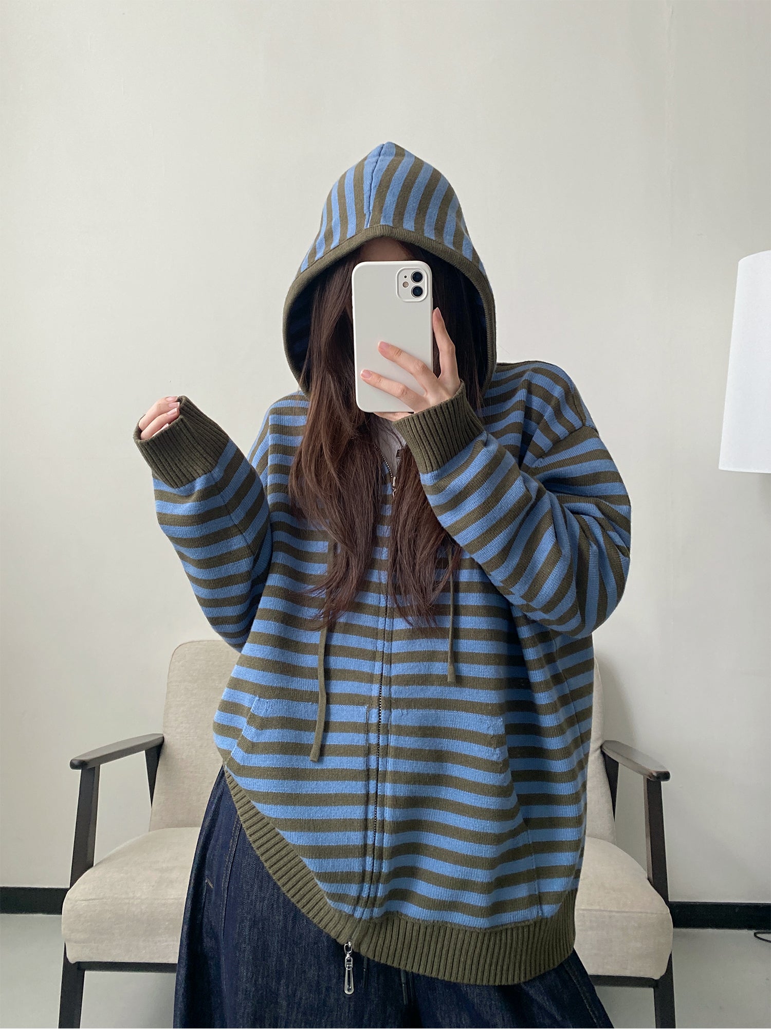 ボーダージッパーパーカー N768