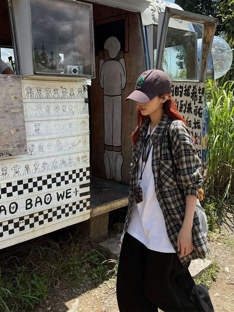 チェック柄長袖シャツ N592