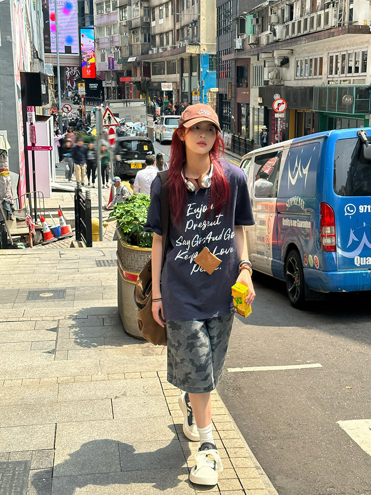 レタープリントルーズ半袖Tシャツ N427