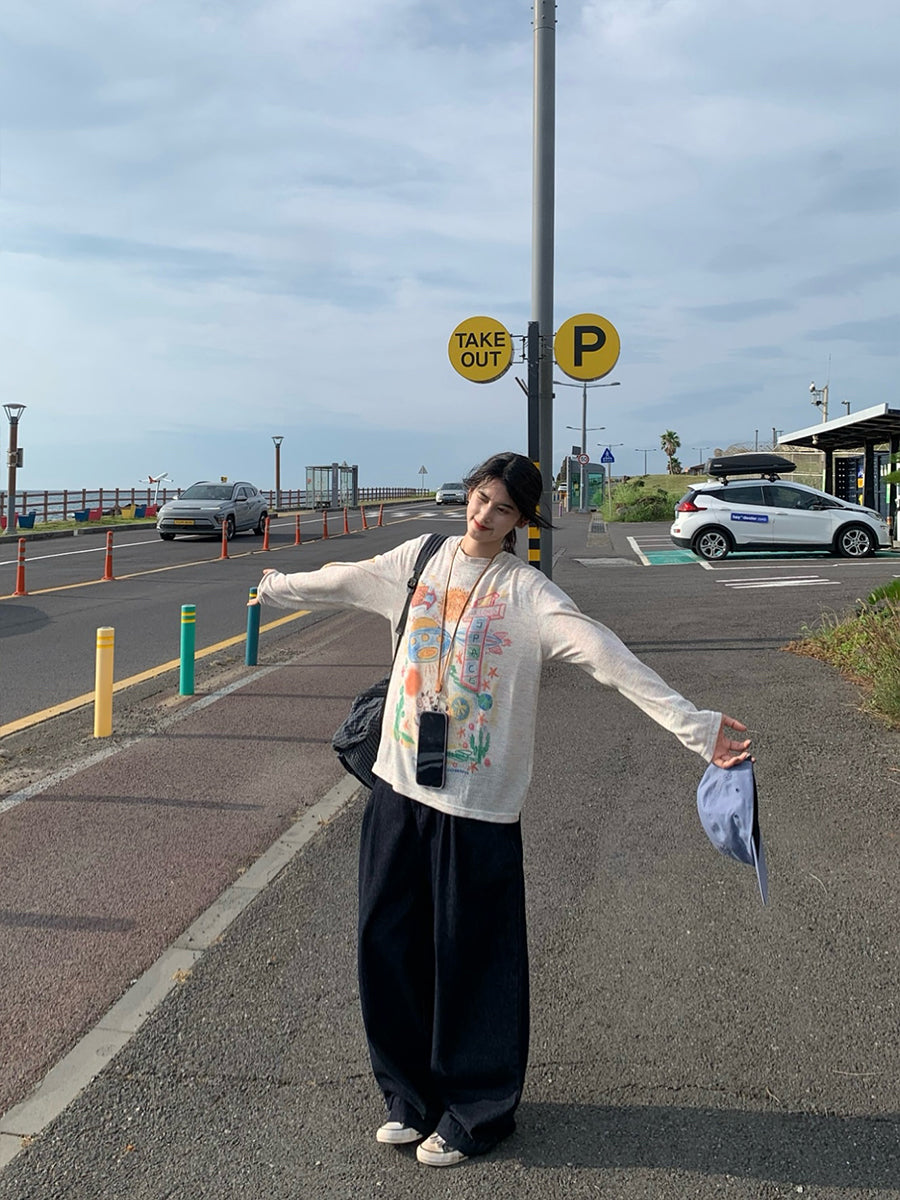 アメリカンレトロ長袖Tシャツ N492