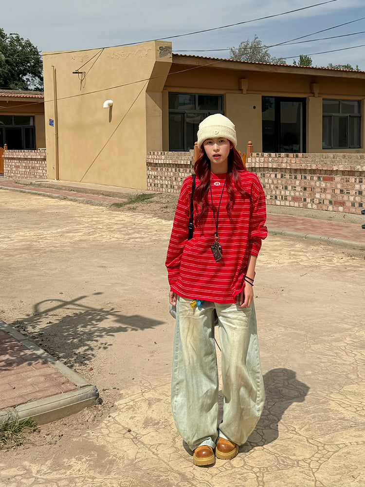 マイクロボーダー・オーバーサイズロングスリーブTシャツ N683