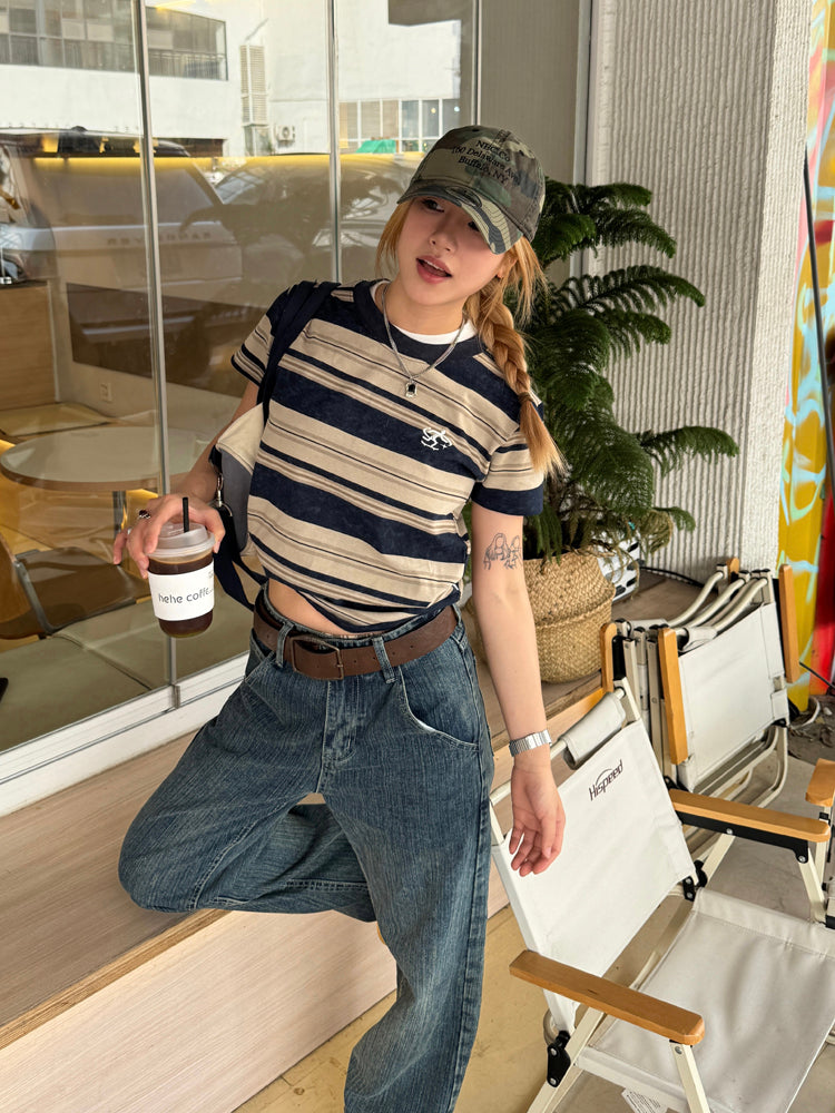 ボーダー半袖長袖Tシャツ N476