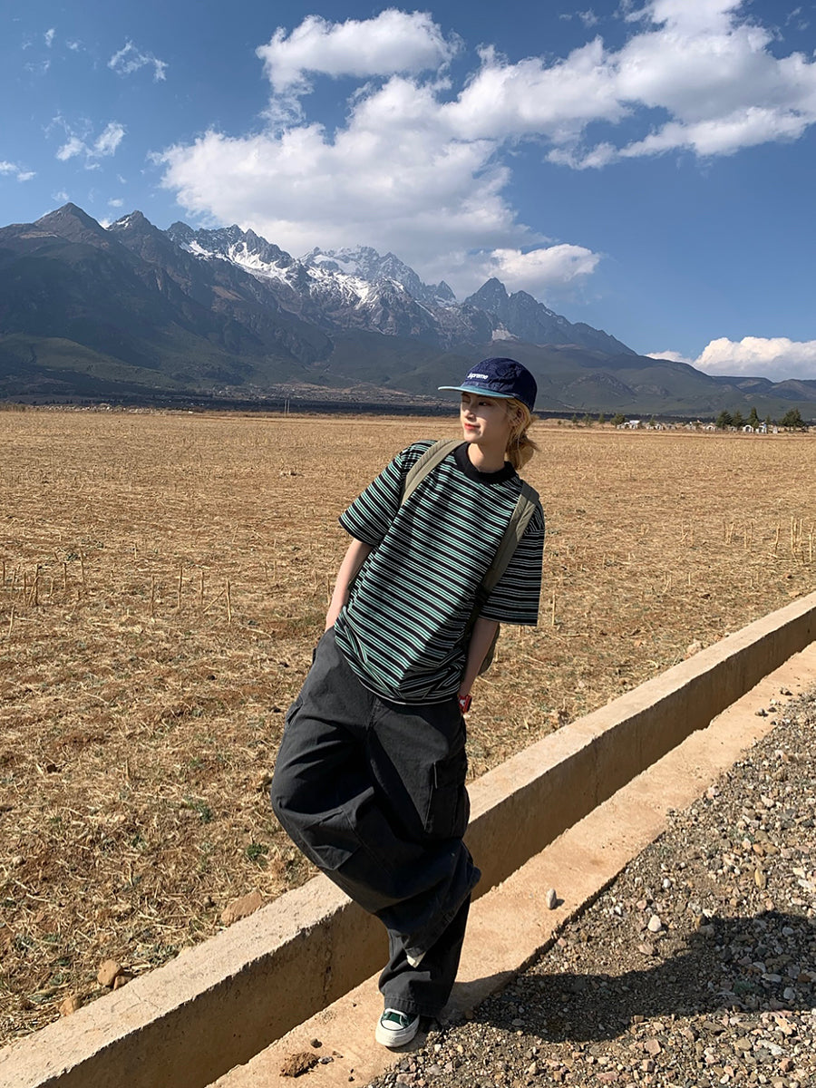 ボーダー柄半袖Tシャツ N438