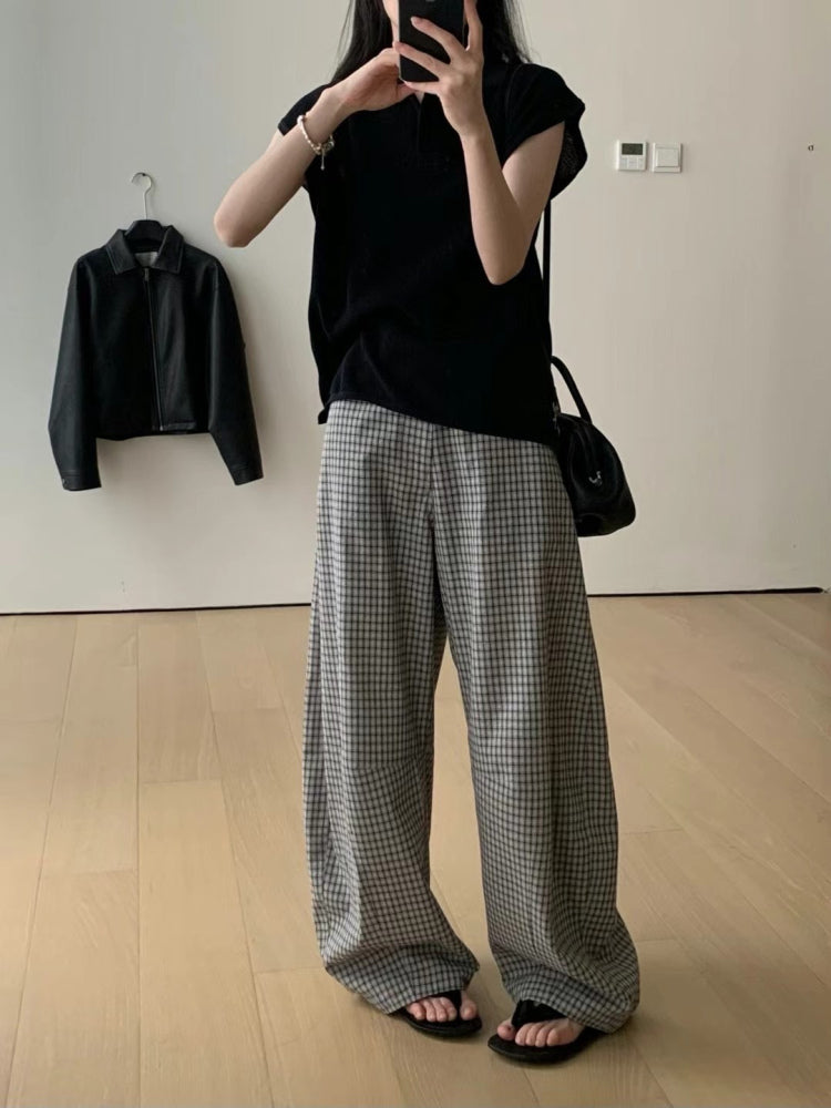 ルーズチェック柄パンツ N467