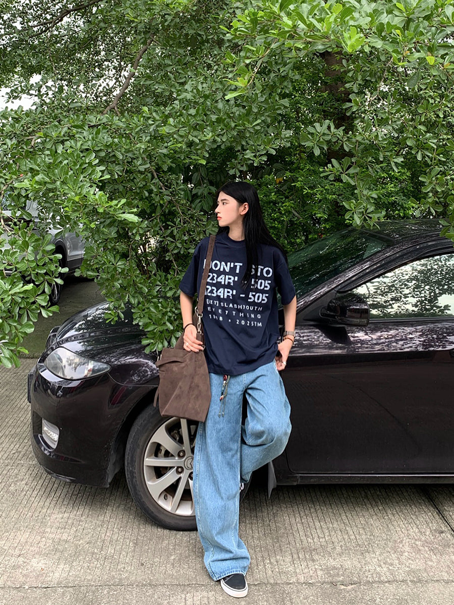 プリント半袖Tシャツ オーバーサイズフィット N463