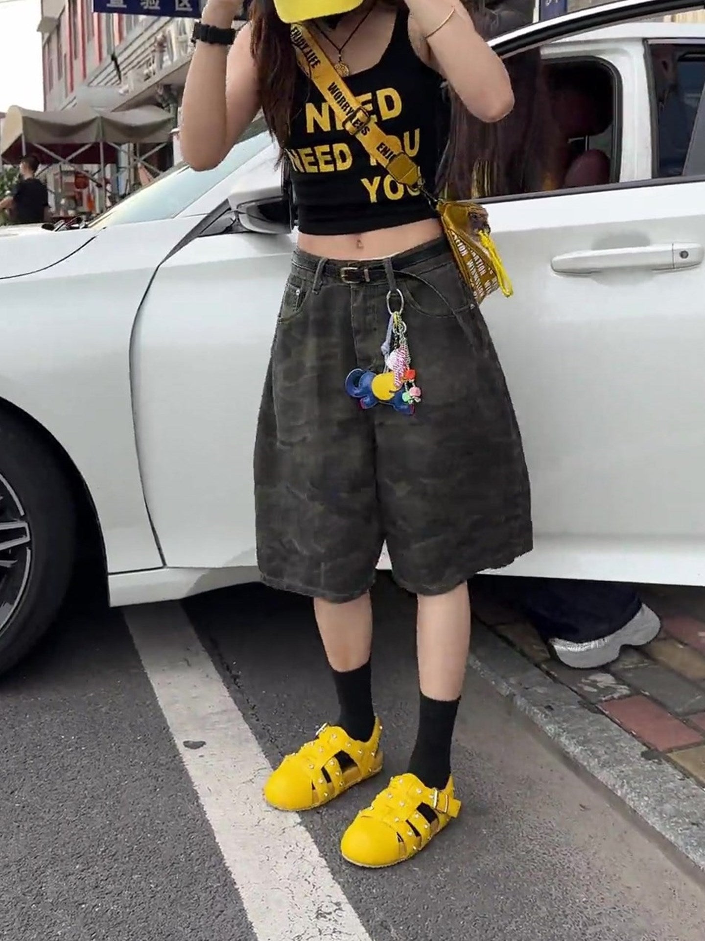 迷彩柄ショートカーゴパンツ N469