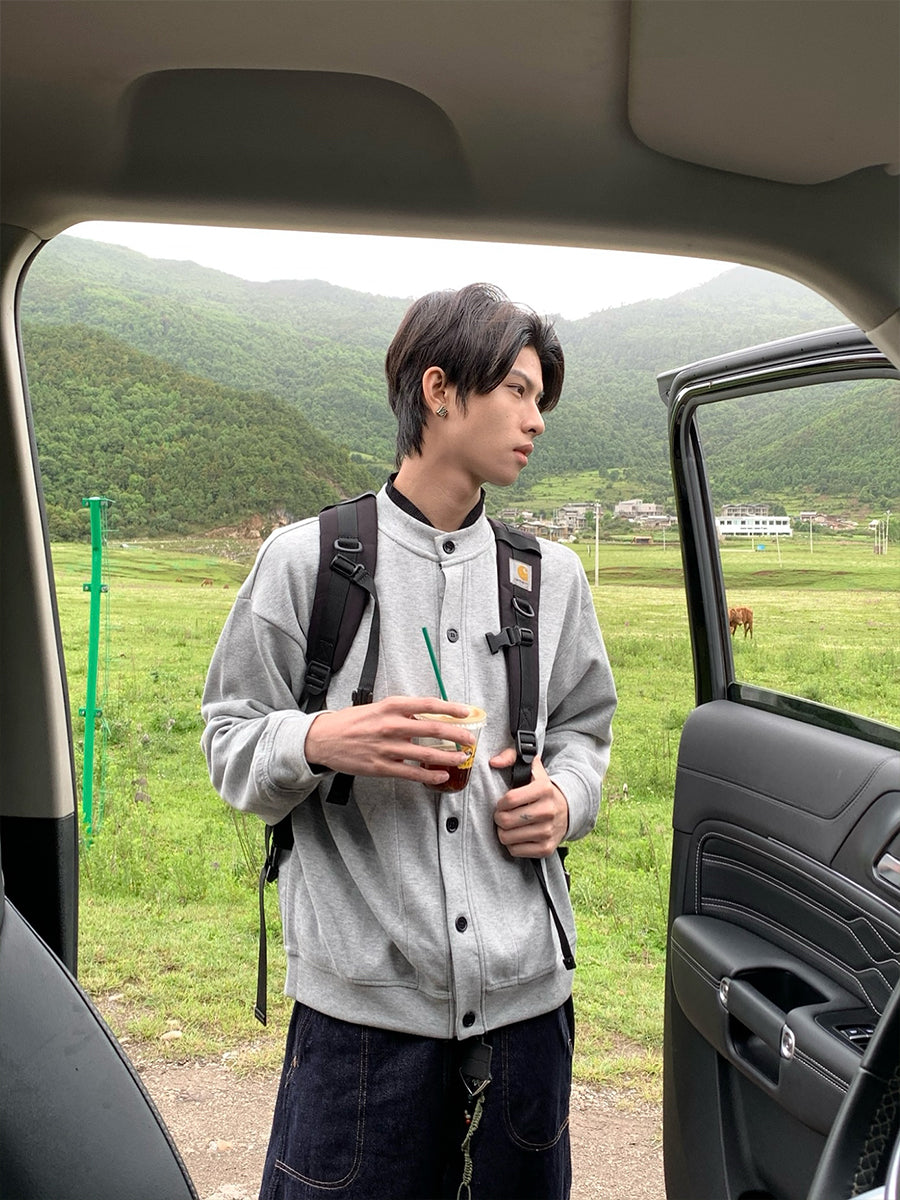 ラウンドネックスウェットカーディガン N559