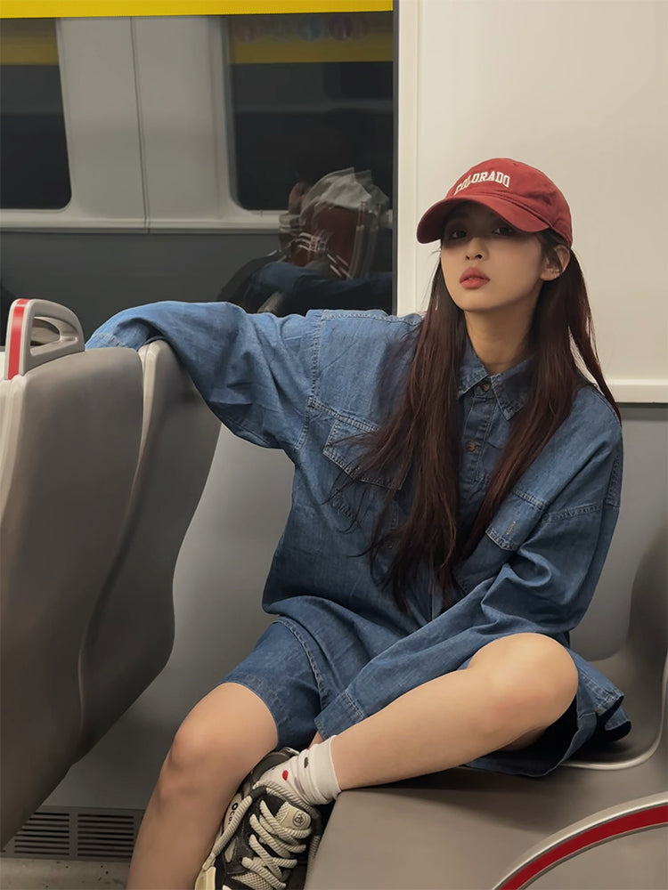 ルーズフィットハーフパンツデニムセットアップ N140