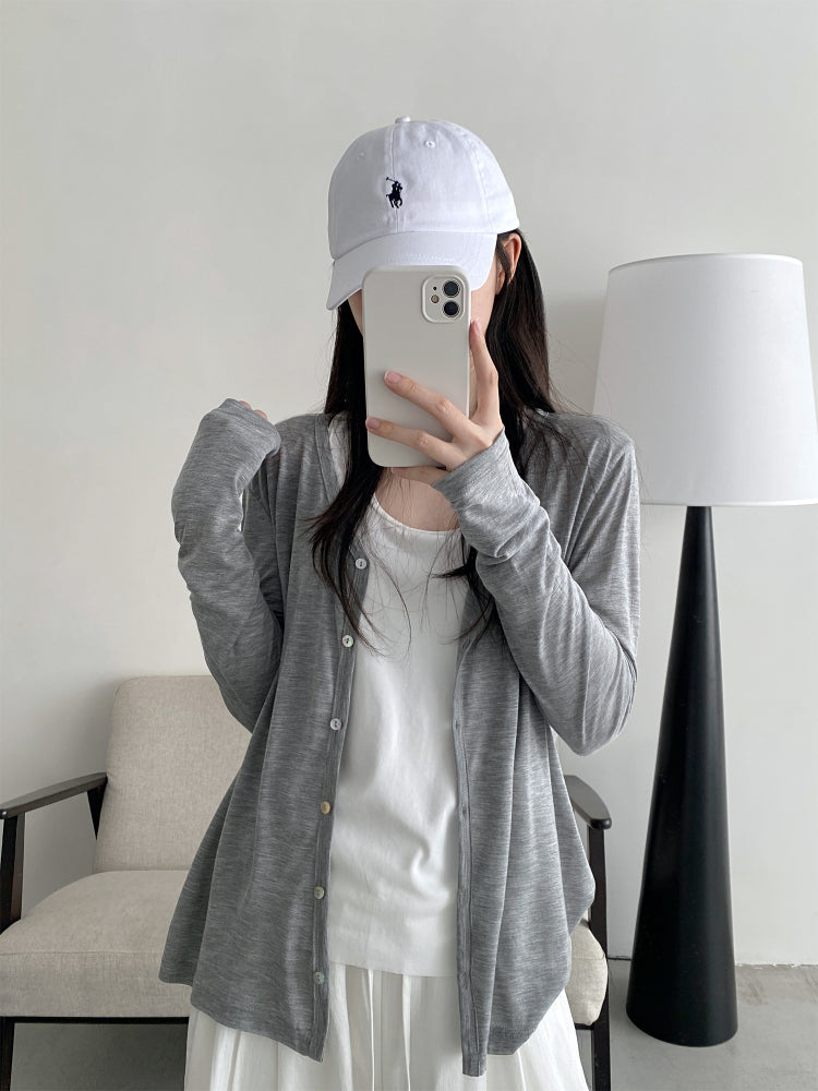 ラウンドネック薄手カーディガン N626