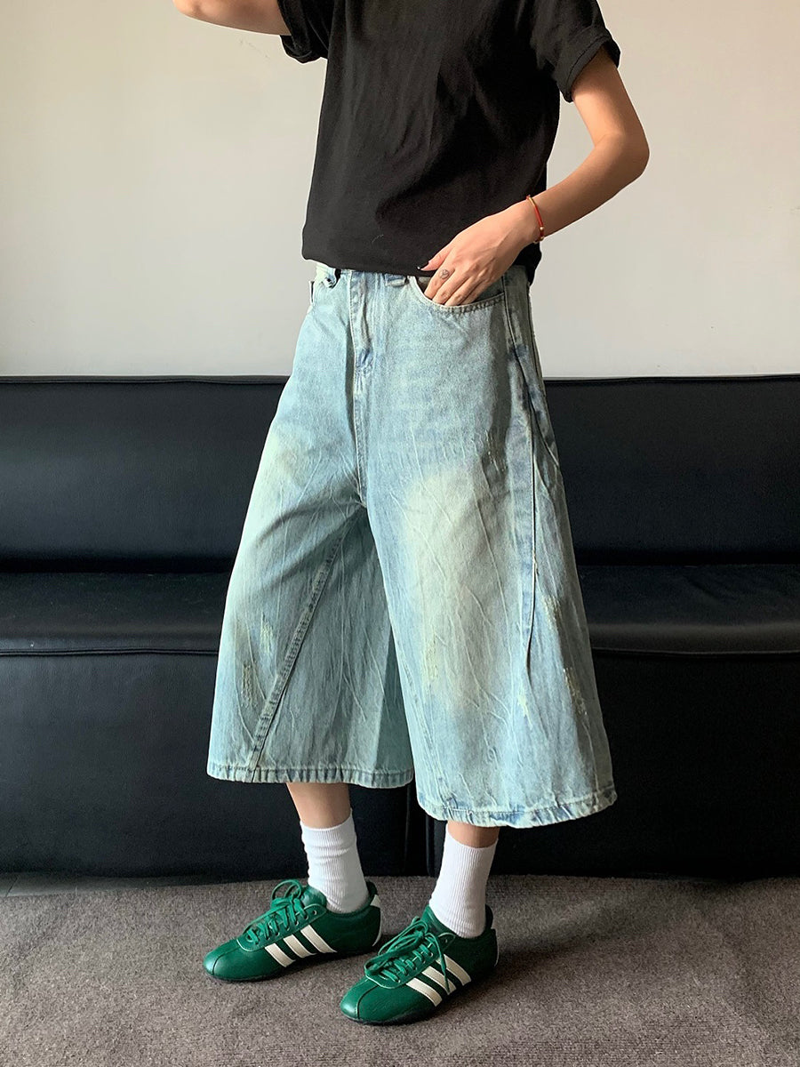 ライトブルーワイドデニムショーツ N439