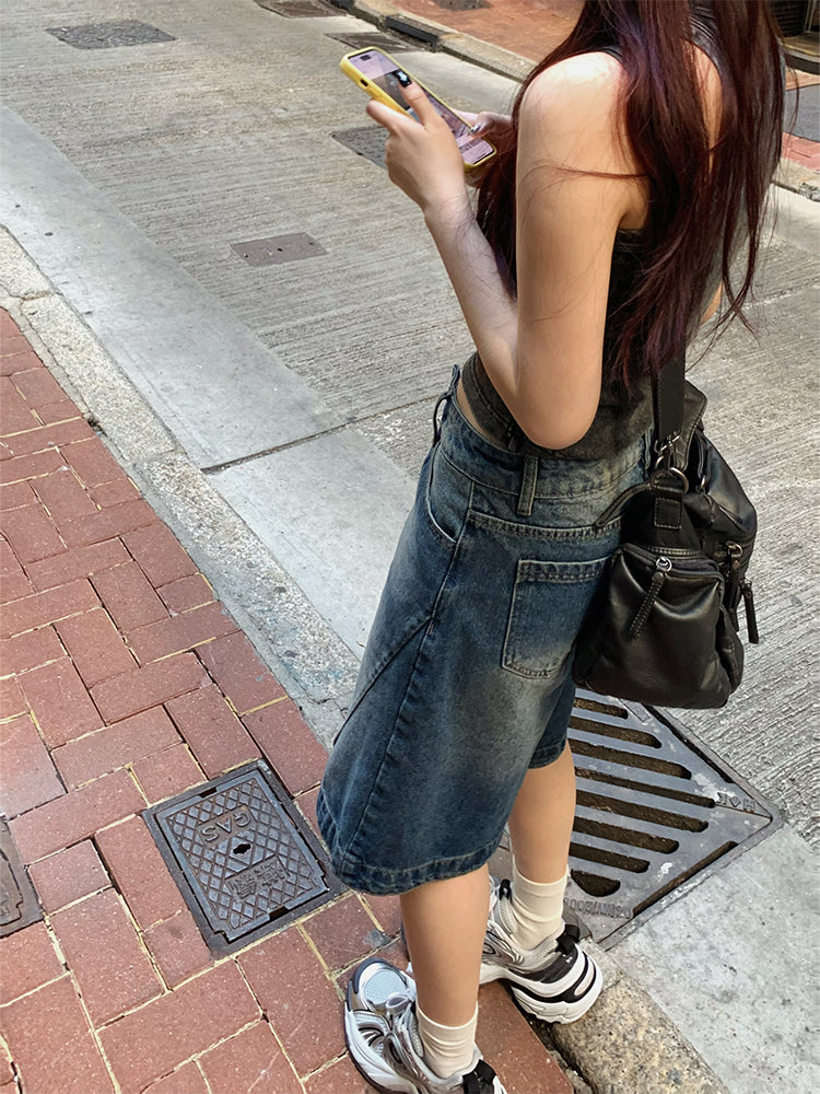 ワイドデニムショートパンツ N491