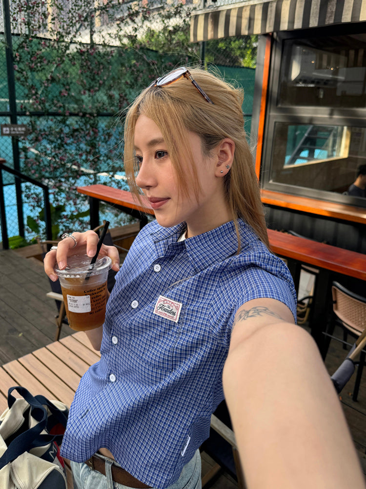 チェック柄半袖長袖シャツ N471