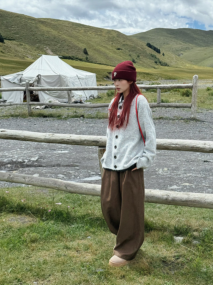 オーバーサイズ・カラー付きニットカーディガン N684