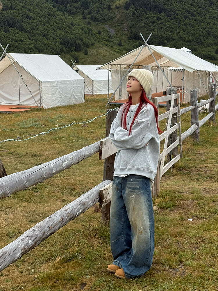 クラッシュ&リペア・スーパーワイドバギーデニム N685