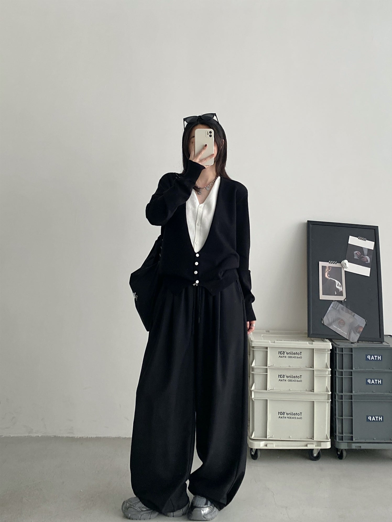 バイカラー・レイヤードデザインカーディガン N609