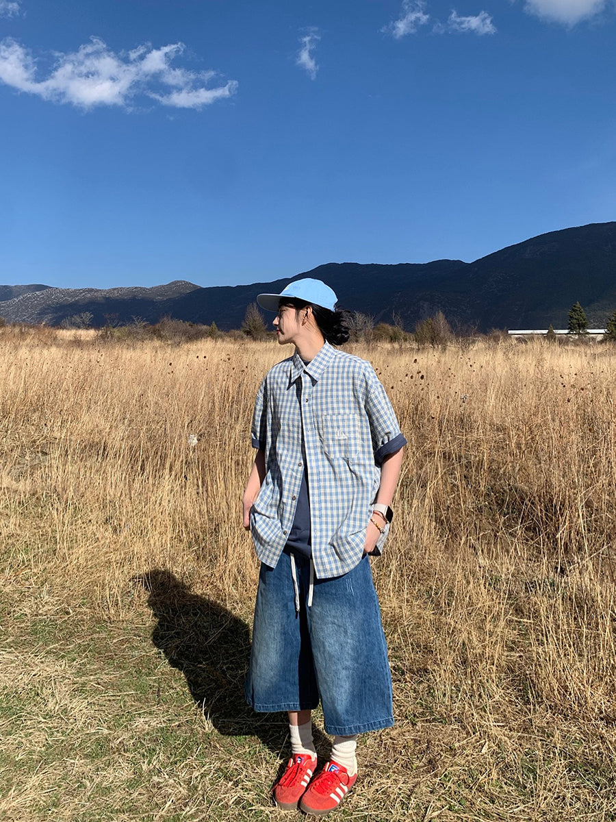 ギンガムチェック半袖シャツ N436