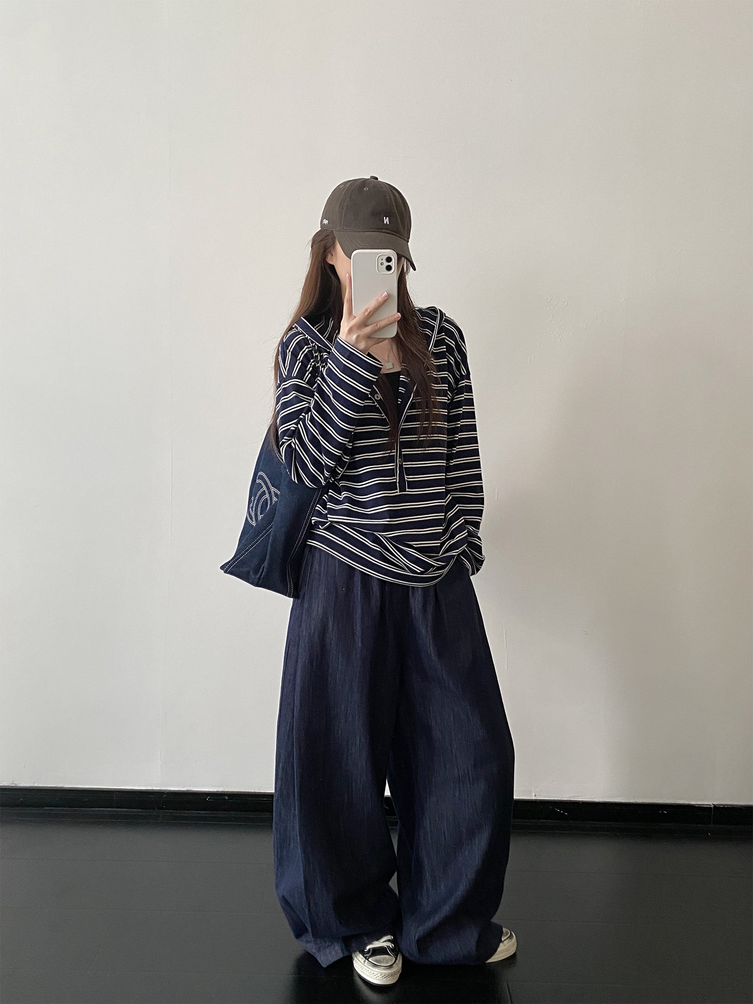 Vネックボーダーボタンパーカー N612