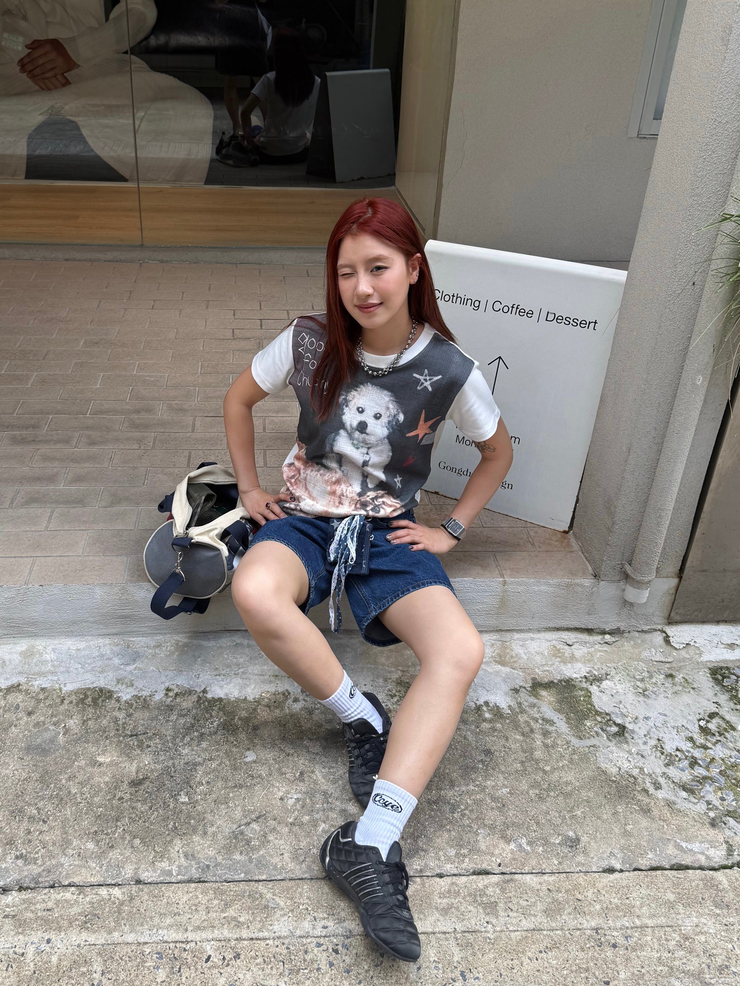 ドッグプリント半袖Tシャツ N504