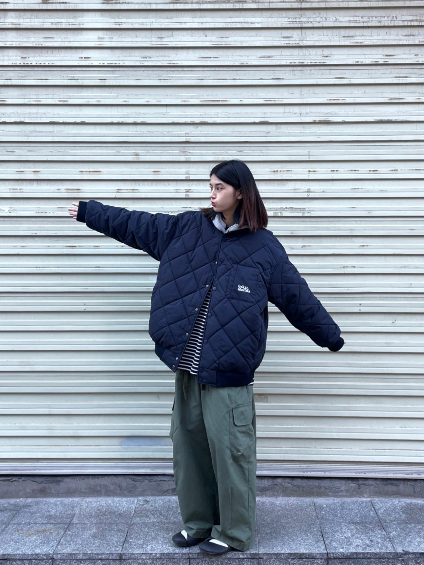 フード取り外し可/ノーカラーキルティングライトダウンジャケット N161