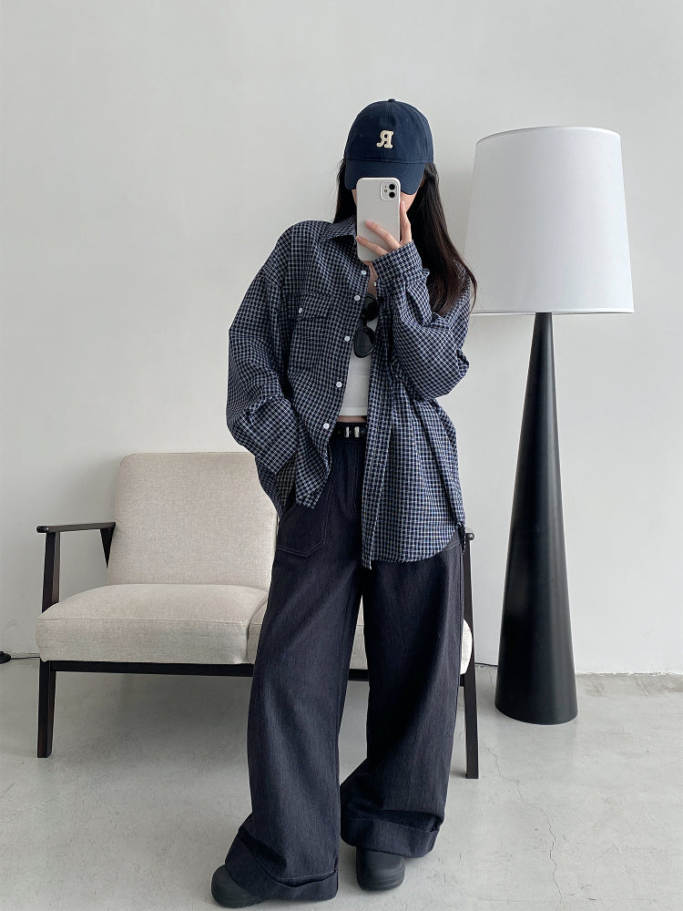 チェック柄長袖シャツ N651