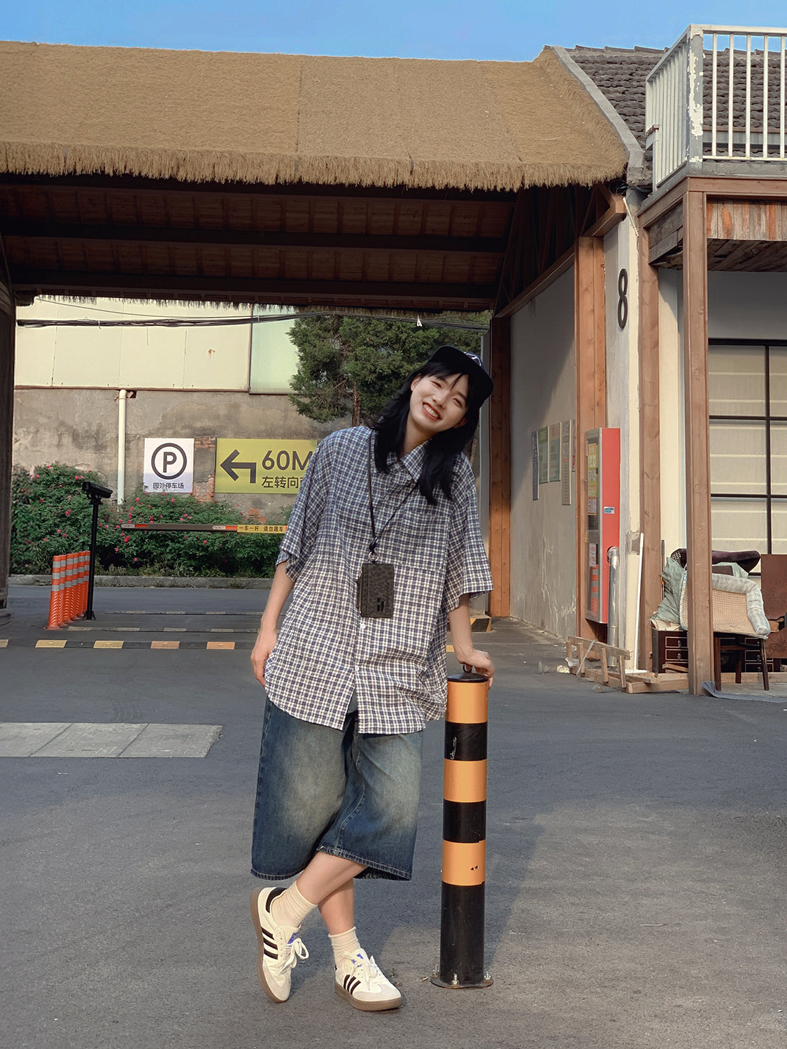 チェック柄長袖シャツ N468